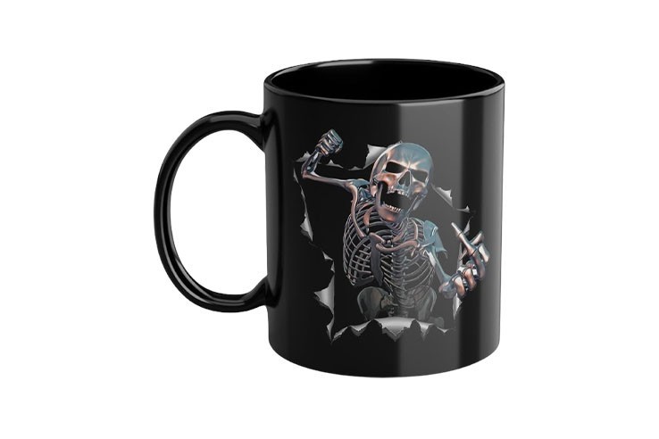 Mug en céramique squelette doigt d'honneur pour homme