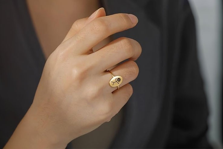 Bague drôle stickman doigt d'honneur couleur or