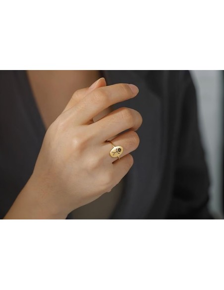 Bague drôle stickman doigt d'honneur couleur or