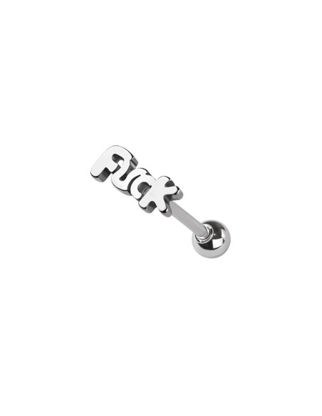 Piercing de langue en acier inoxydable avec inscription "FUCK" pour homme et femme