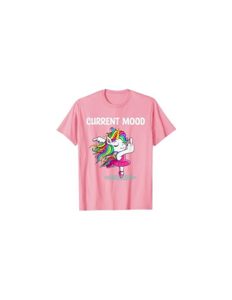 Tshirt homme "current mood" rose motif licorne doigt d'honneur