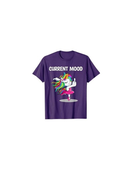 Tee-shirt violet "humeur actuelle" licorne doigt d'honneur pour homme