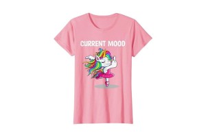 Tee-shirt doigt d'honneur licorne rose "current mood" pour femme