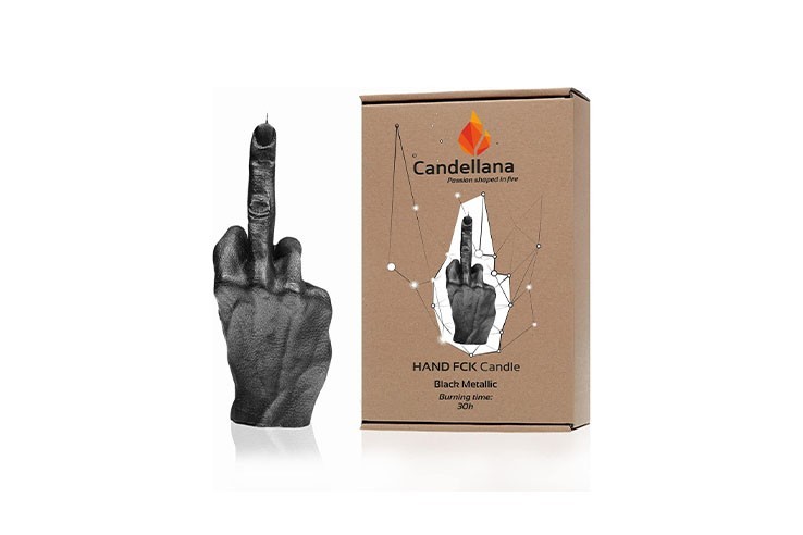 Bougie noire décoration doigt d'honneur