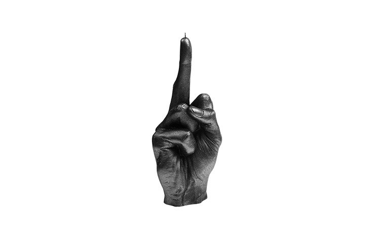 Bougie noire décoration doigt d'honneur