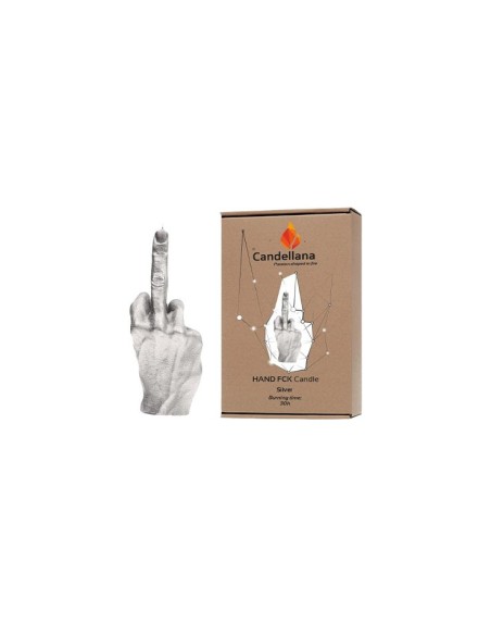 Bougie doigt d'honneur argentée 20 cm