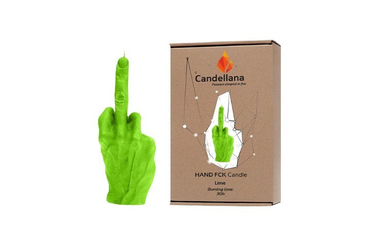 Bougie verte taille réelle 20 cm doigt d'honneur