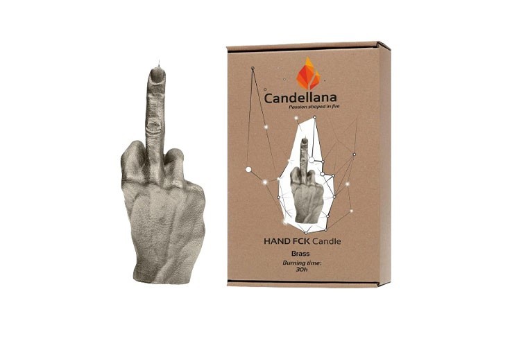 Bougie 20 cm cuivrée doigt d'honneur