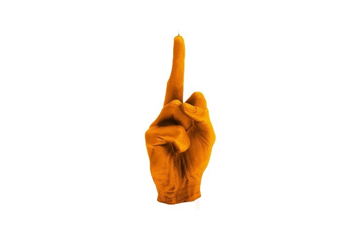 Bougie doigt du milieu orange 20 cm