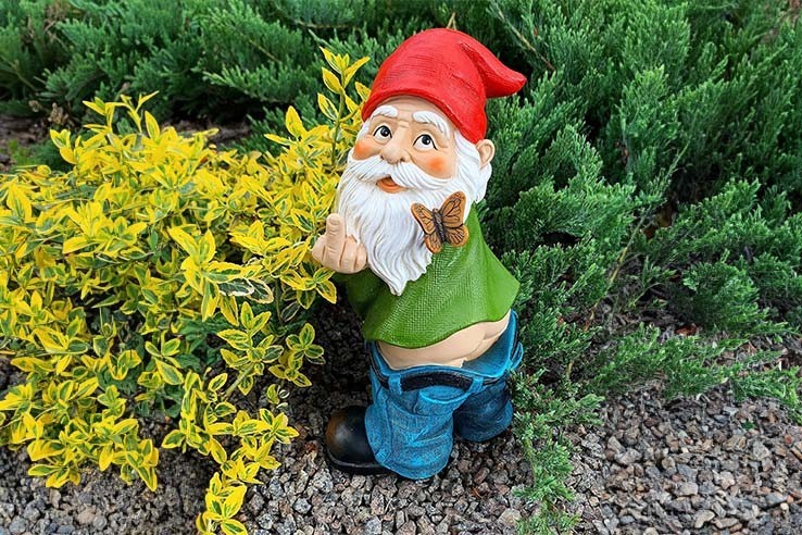 Nain de jardin doigt d'honneur fuck - Pisse debout - 24 cm