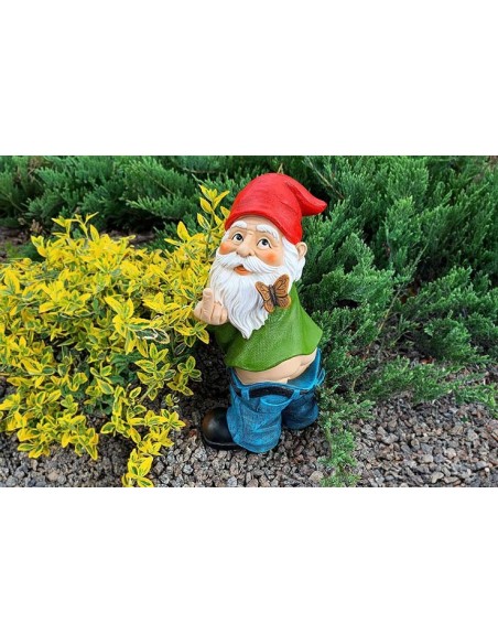 Nain de jardin doigt d'honneur fuck - Pisse debout - 24 cm