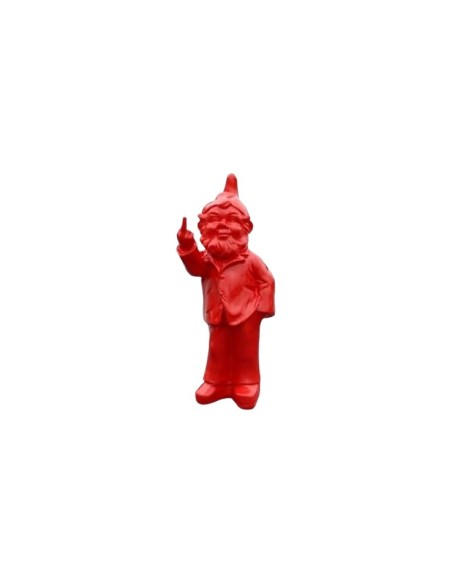 Statuette 30 cm nain de jardin fuck doigt d'honneur rouge