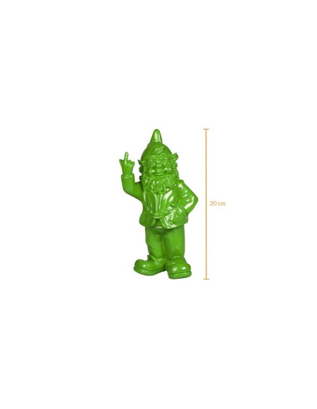 Statuette nain de jardin doigt d'honneur 20cm vert