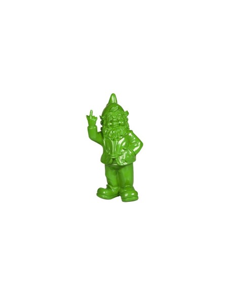 Statuette nain de jardin doigt d'honneur 20cm vert