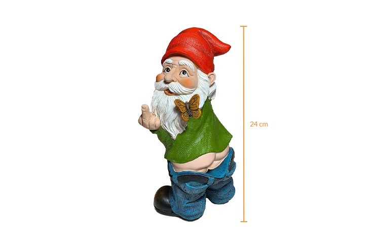 Dimension du Nain de jardin doigt d'honneur fuck - Pisse debout - 24 cm