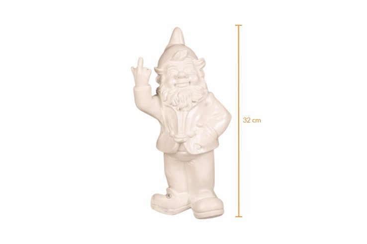 Figurine nain de jardin doigt d'honneur blanc 32cm