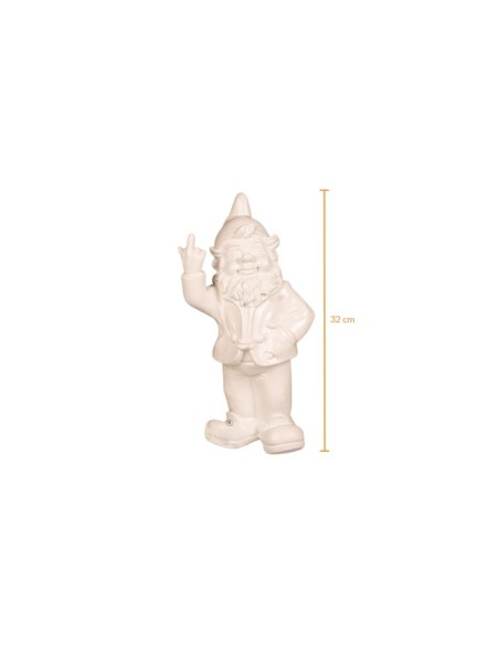 Figurine nain de jardin doigt d'honneur blanc 32cm