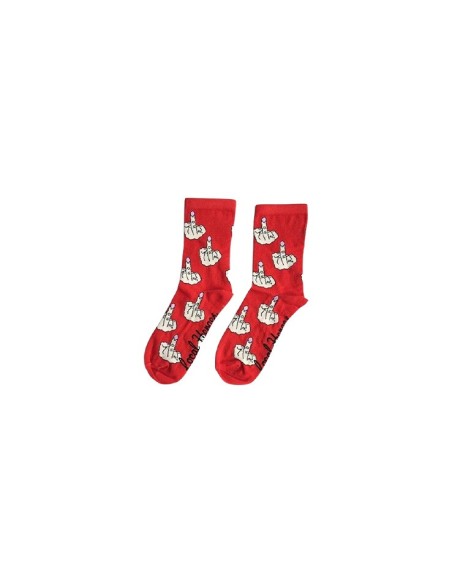 Chaussettes en coton rouge motif doigt d'honneur