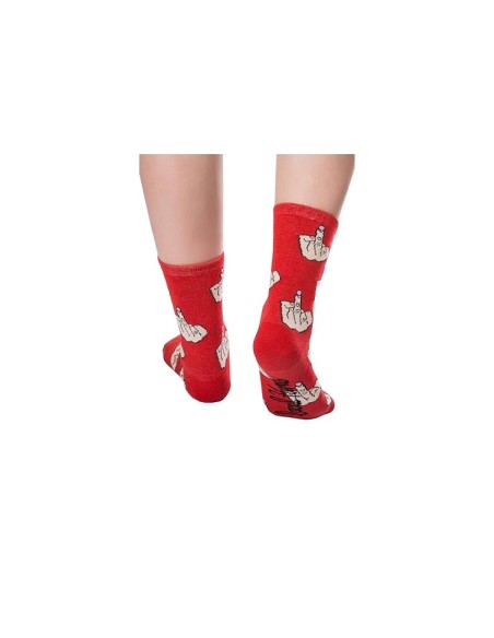 Chaussettes en coton rouge motif doigt d'honneur