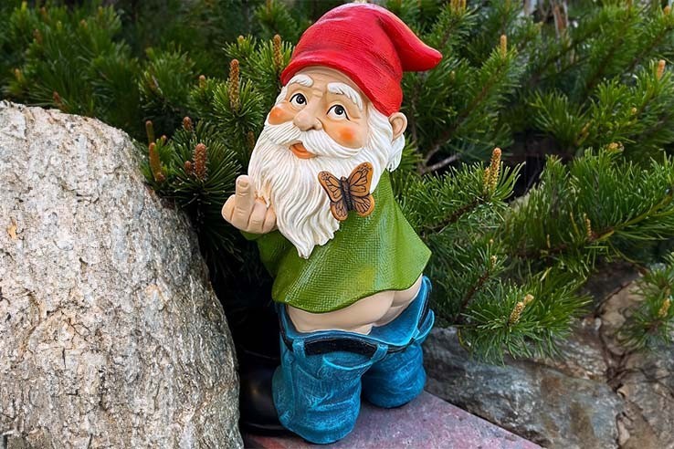 Nain de jardin doigt d'honneur fuck - Pisse debout - 24 cm