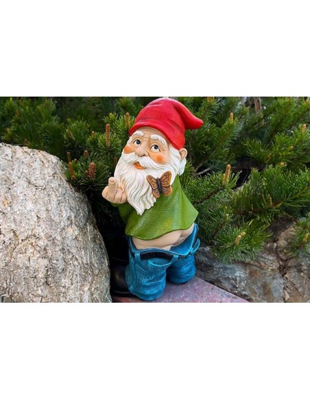 Nain de jardin doigt d'honneur fuck - Pisse debout - 24 cm