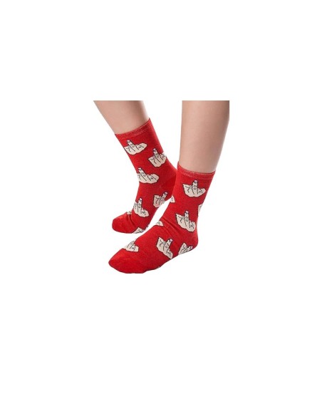 Chaussettes en coton rouge motif doigt d'honneur