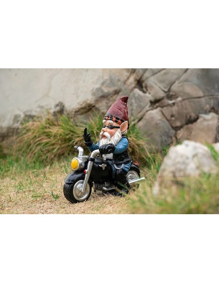 Nain de jardin extérieur motard fuck en moto