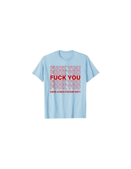 Tee-shirt bleu ciel inscription "Fuck You" en rouge homme