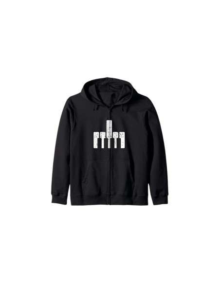 Veste à capuche noir avec motif piano doigt d'honneur