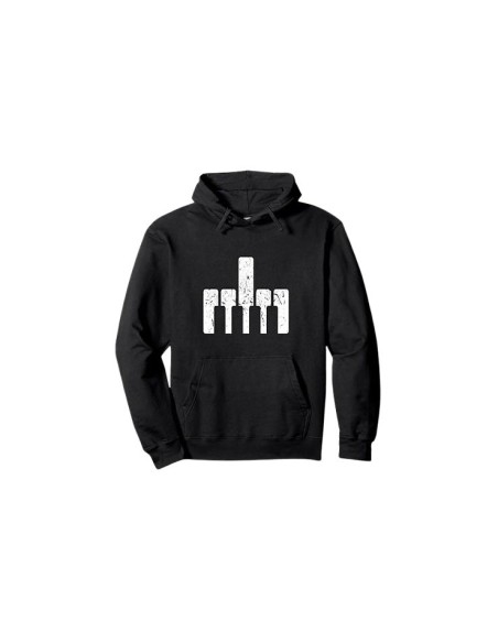 Sweat à capuche noir clavier piano doigt d'honneur unisexe