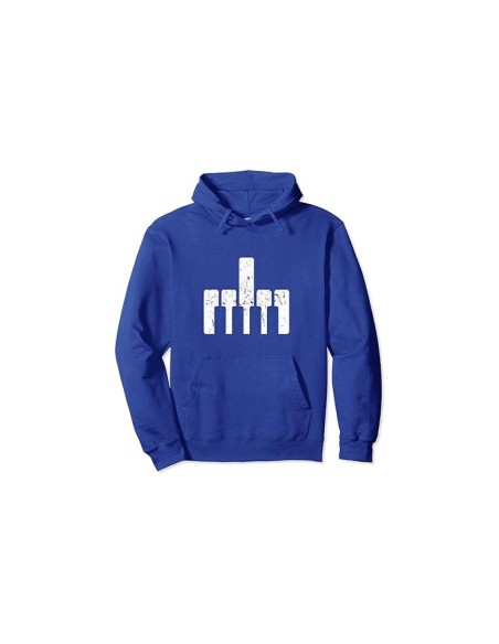 Sweat à capuche unisexe motif piano doigt d'honneur bleu