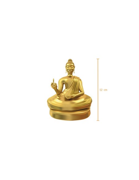 Statue dorée de Bouddha drôle avec doigt d'honneur