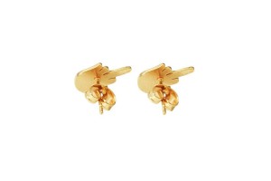 Boucles d'oreilles en acier inoxydable doigt d'honneur couleur or 2