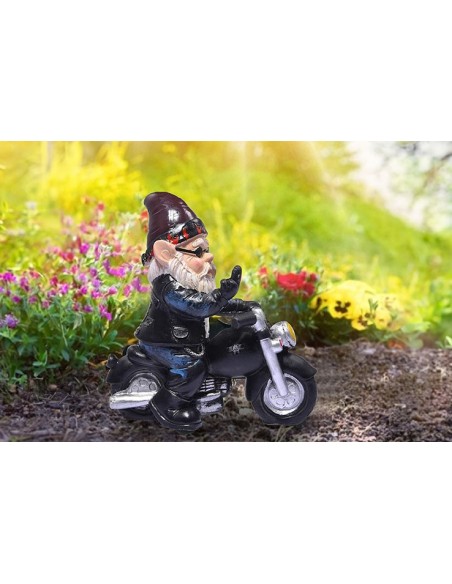 Nain de jardin extérieur motard fuck en moto