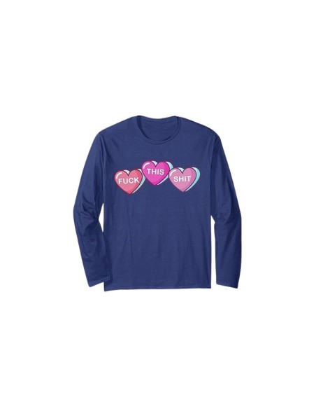 Pyjama bleu marine pull manche longue motif coeur "Fuck This Shit"