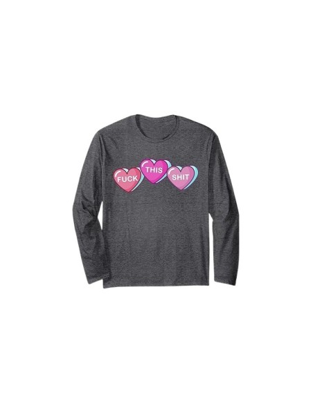 Pyjama tshirt manche longue inscription "Fuck This Shit" gris foncé chiné