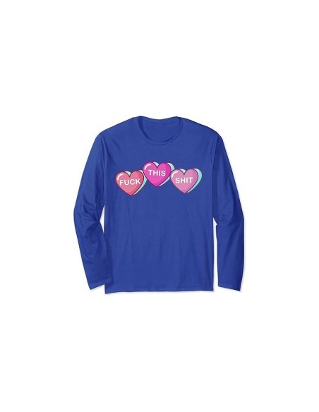 Pyjama bleu tee-shirt manche longue "Fuck This Shit" dans coeur