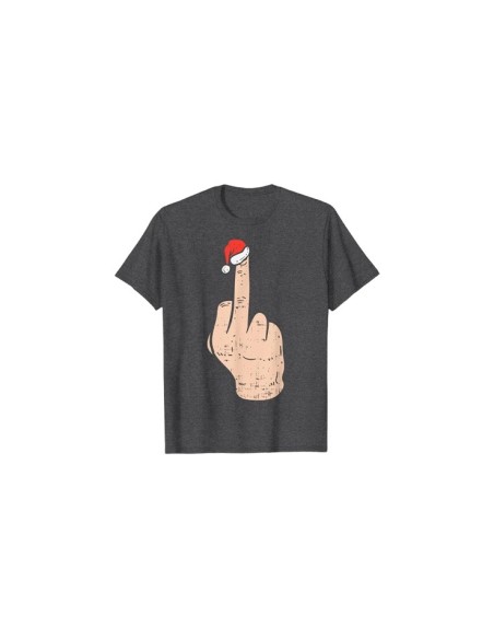 Tee-shirt de noël doigt d'honneur gris foncé chiné pour homme