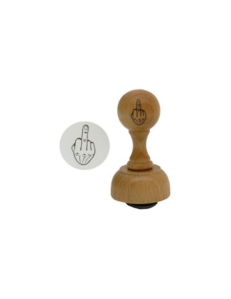 Tampon doigt d'honneur en bois - Tampon encreur de bureau entre collegue