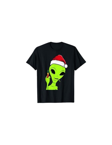 Tee-shirt Noël homme alien fumant un joint, cool et délirant ! 😎