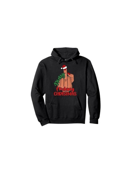 Sweat à capuche noir avec doigt d'honneur "Merry Fucking Christmas"