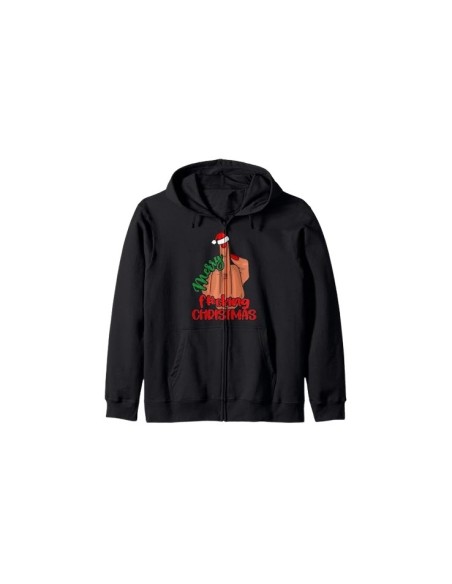 Veste à capuche noire avec motif doigt d'honneur "Merry Fucking Christmas"