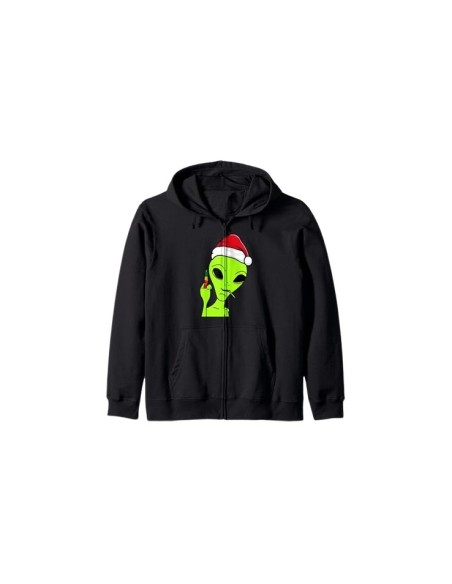 Veste à capuche noire motif alien dogit d'honneur et bonnet de noël