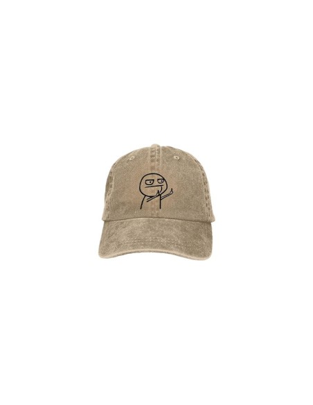 Casquette beige réglable unisexe motif troll face doigt d'honneur
