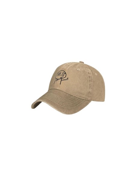 Casquette beige réglable unisexe motif troll face doigt d'honneur