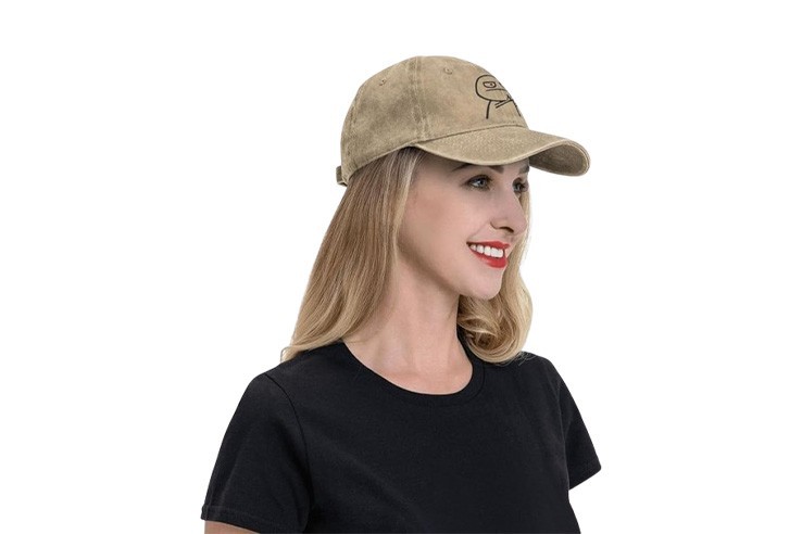 Casquette beige réglable unisexe motif troll face doigt d'honneur