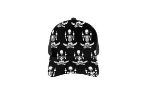 Casquette trucker bleu foncé et gris avec motif squelette doigt d'honneur 2