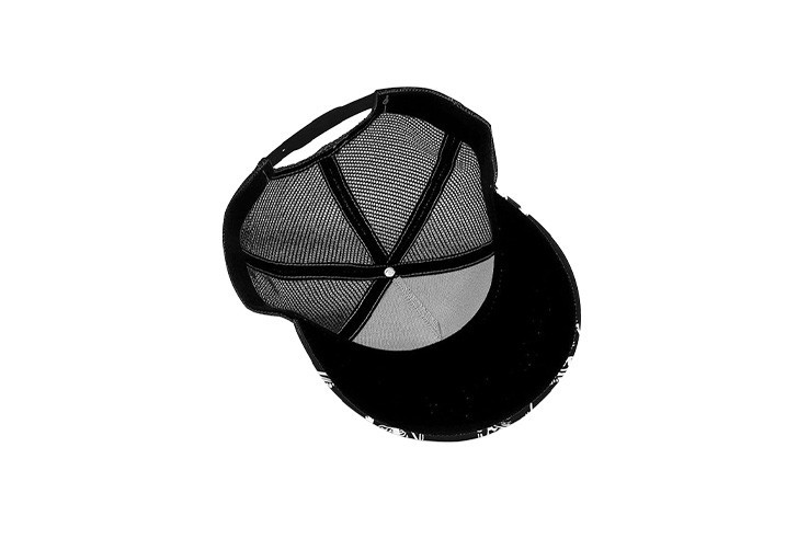 Casquette trucker bleu foncé et gris avec motif squelette doigt d'honneur