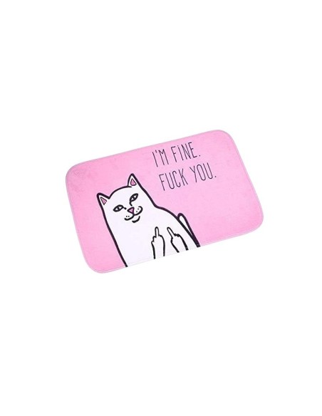 Tapis de salle de bain rose antidérapant à motif chat doigt d'honneur - 40x60cm