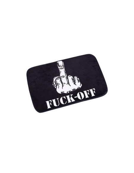 Tapis de sol antidérapant motif doigt d'honneur avec inscription "Fuck-Off" noir et blanc - 40x60cm